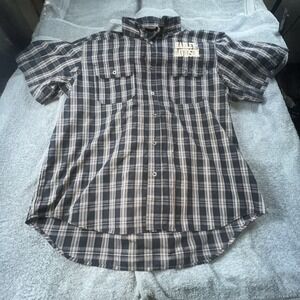 Harley-Davidson Mens Size 2XL  Performance Vented Short Sleeve Black Tan Plaid
